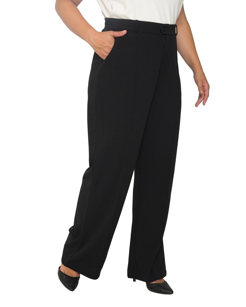 Plus Size Grace Pintuck Wide Leg Trouser Black